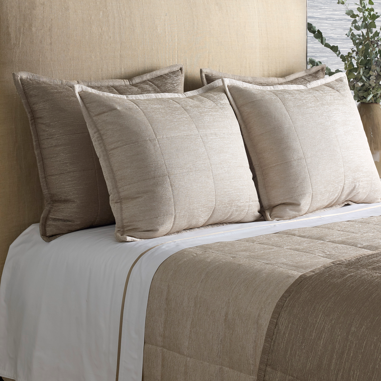 Ann Gish Pumice King Stria Quilted Coverlet