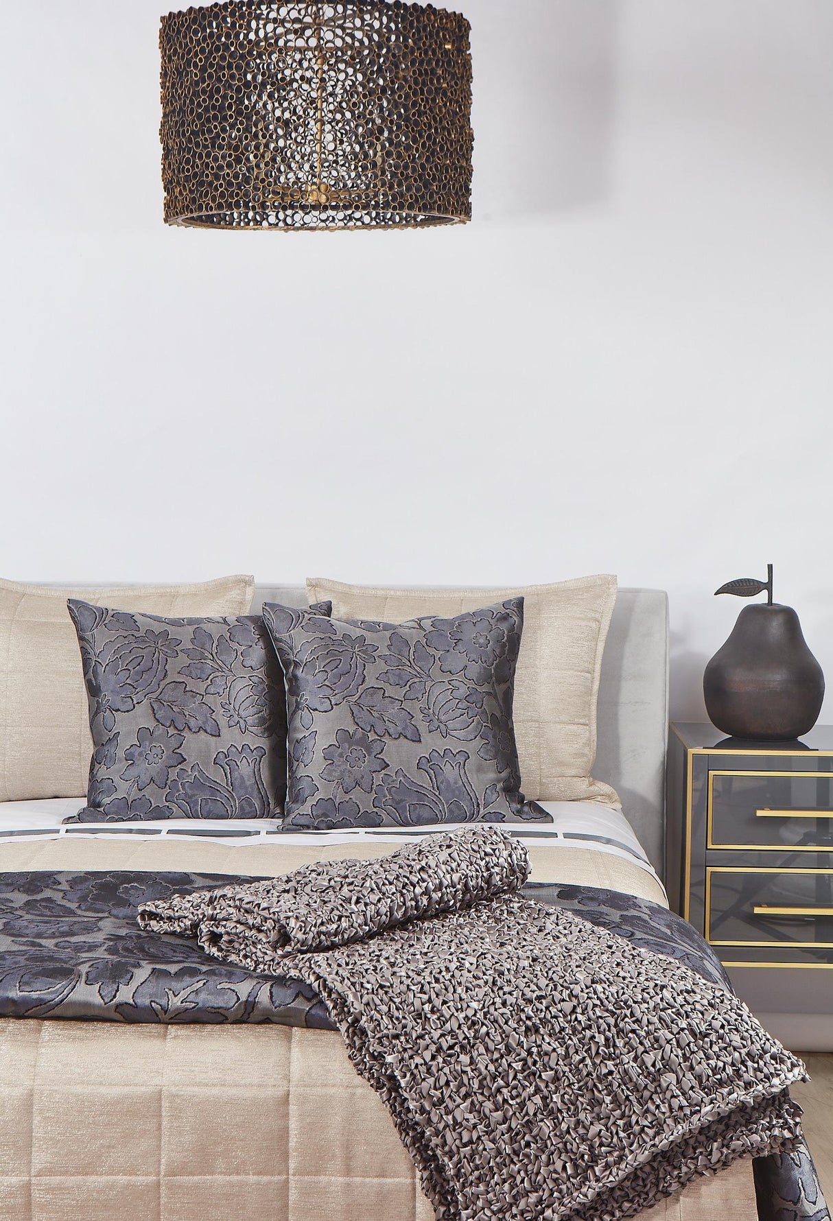 Ann Gish Pumice Queen Stria Quilted Coverlet