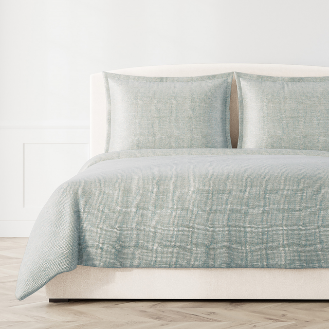 Ann Gish Aqua/Gold Queen Screen Coverlet