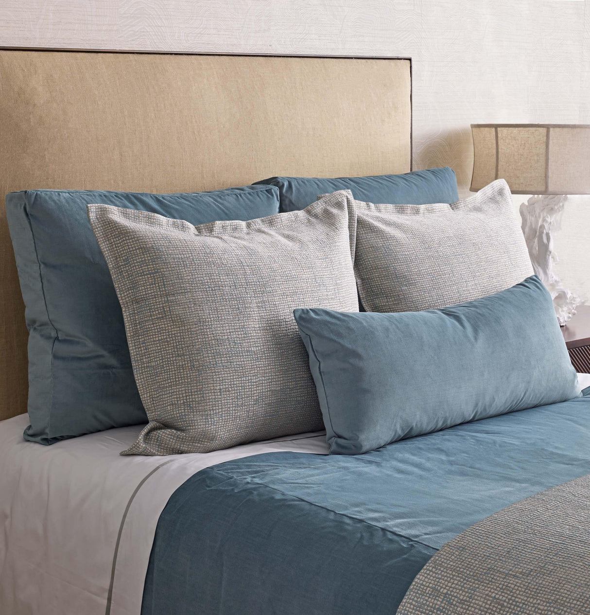 Ann Gish Aqua/Gold Queen Screen Coverlet