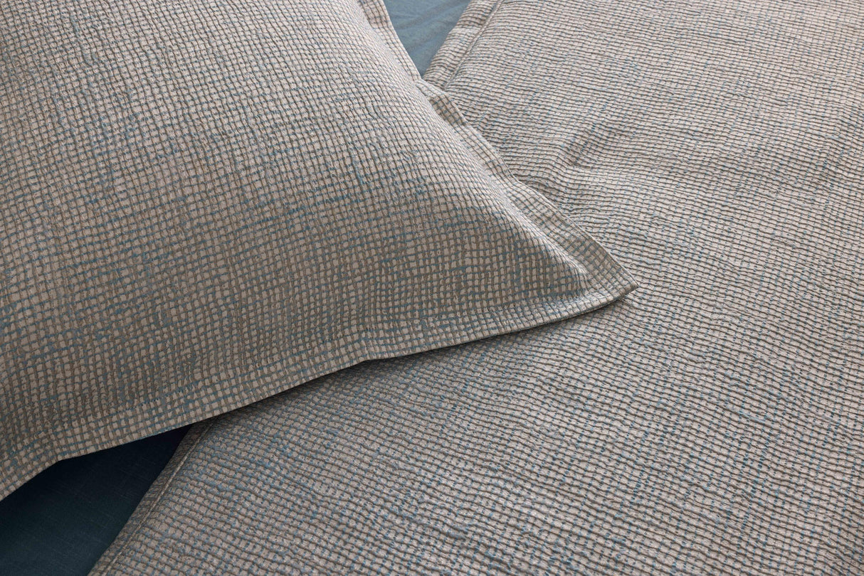 Ann Gish Aqua/Gold Queen Screen Coverlet