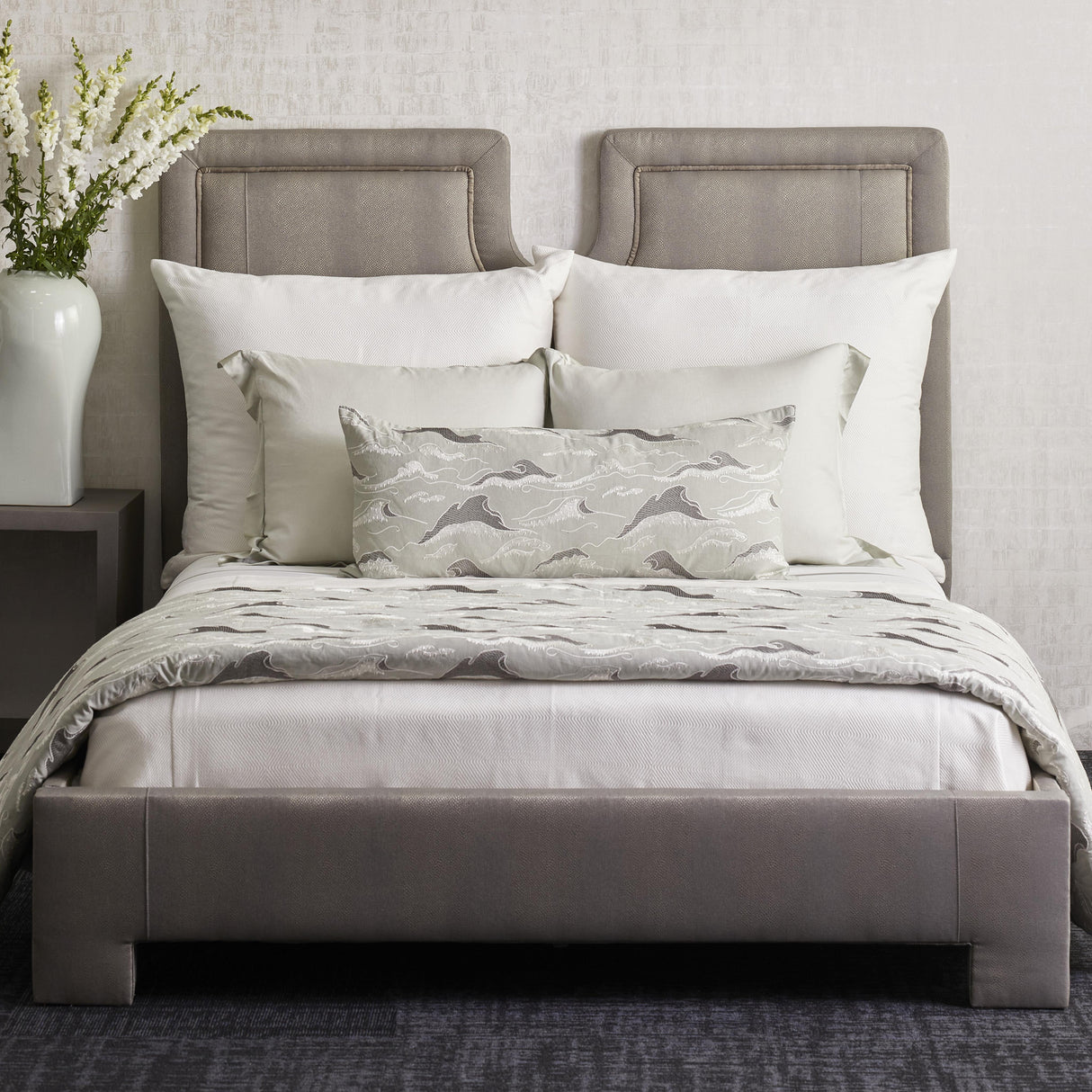 Ann Gish White King Vector Coverlet