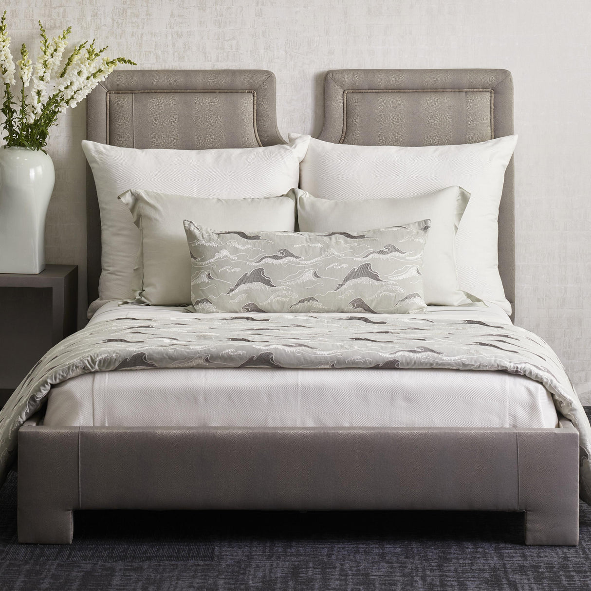 Ann Gish White King Vector Coverlet