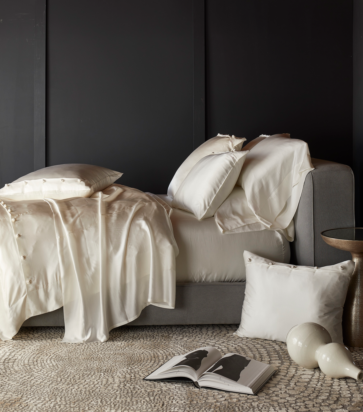 Ann Gish White Queen Charmeuse Duvet