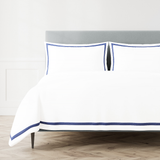 Ann Gish White-Navy King Ready-to-Bed 2.0 Cotton & Trim Duvet