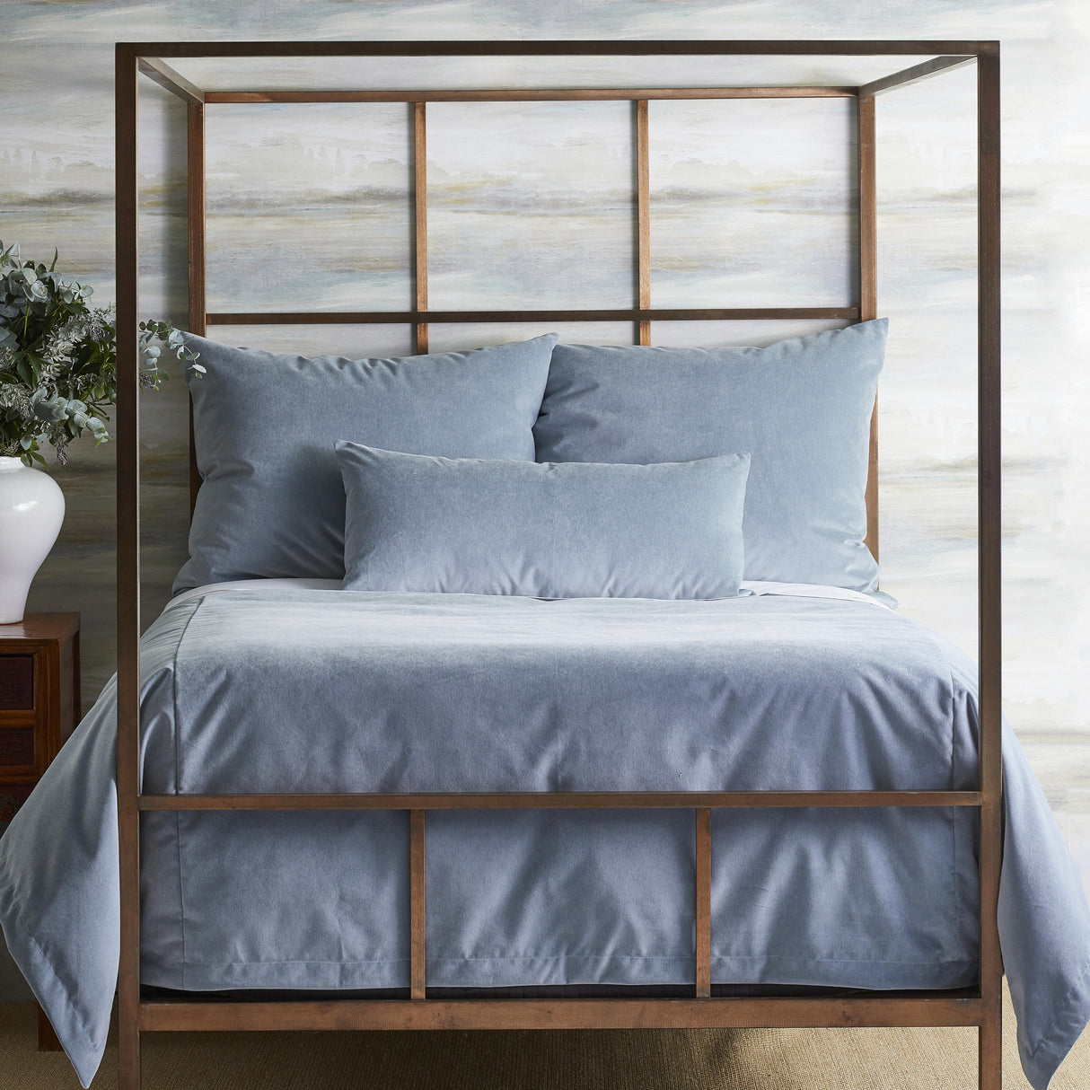 Ann Gish Naples Blue Queen Fresco Velvet Duvet