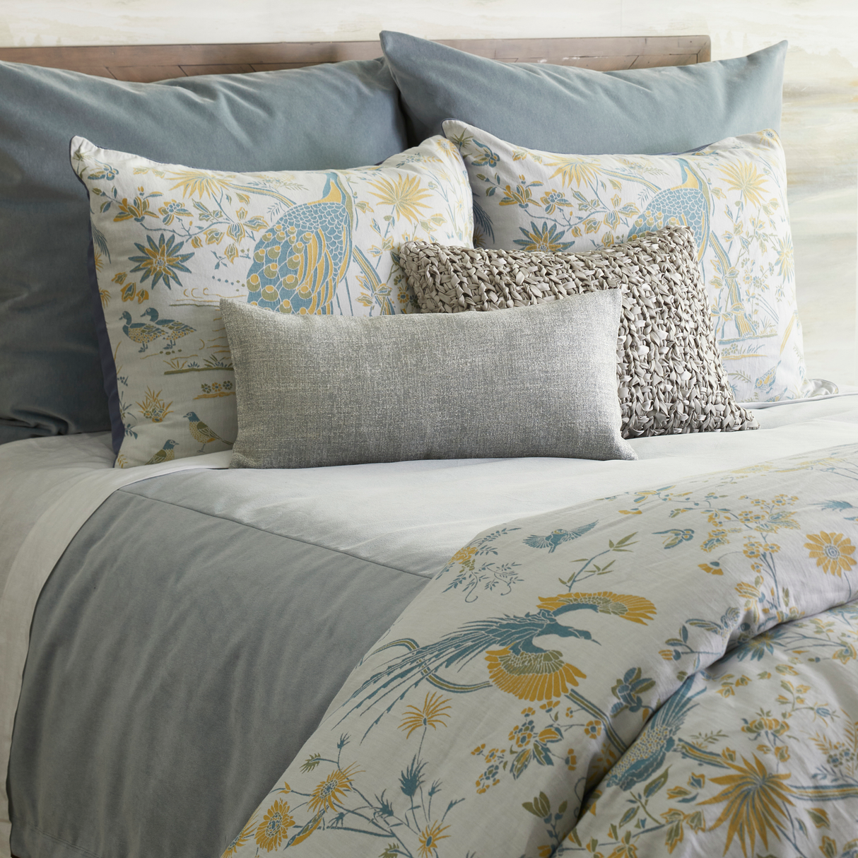 Ann Gish Naples Blue Queen Fresco Velvet Duvet