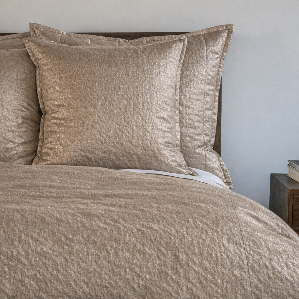Ann Gish Taupe King Hammered Duvet
