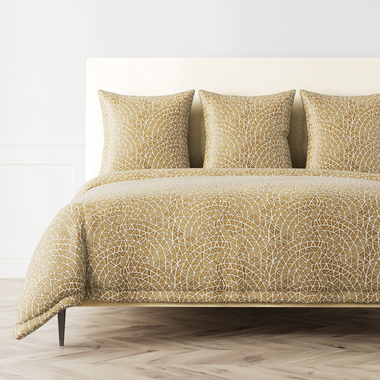 Ann Gish Gold/Charcoal Queen Ornament Duvet