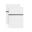Ann Gish White/Charcoal King Silk Trim Pillowcases