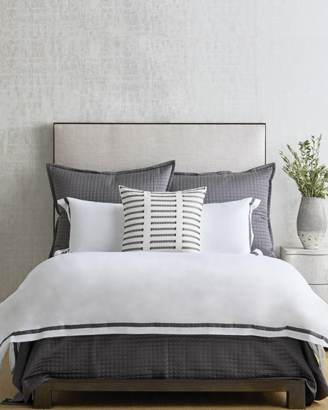 Ann Gish White/Grey Std Ready-to-Bed Pillowcases