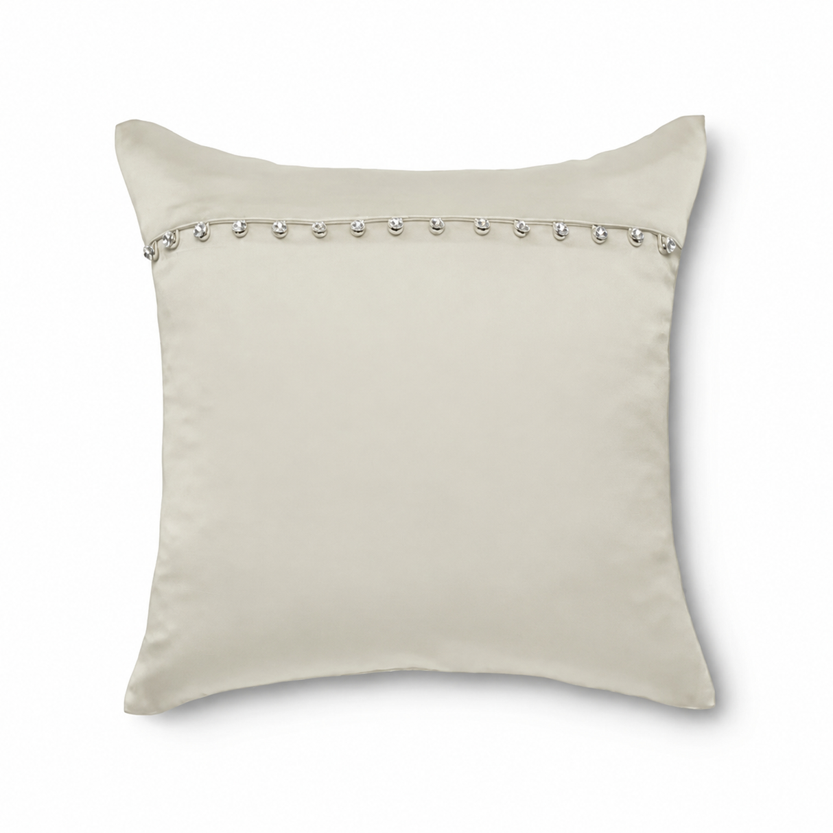 Ann Gish Ivory 16x16 Charmeuse Pillow With Crystal Buttons
