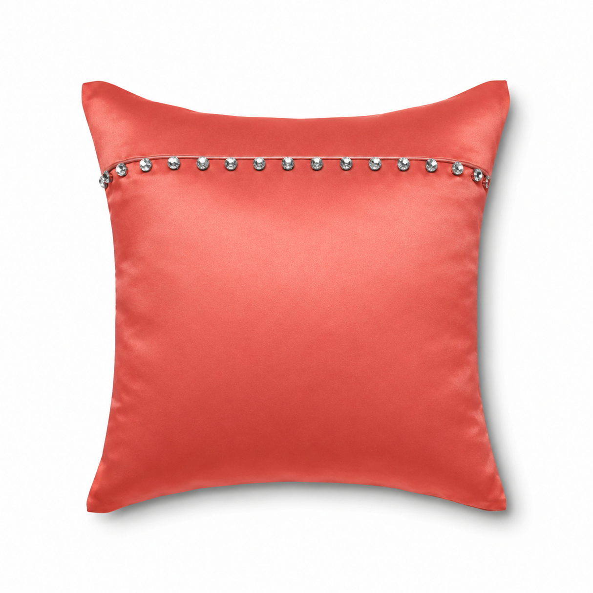 Ann Gish Poppy 16x16 Charmeuse Pillow With Crystal Buttons