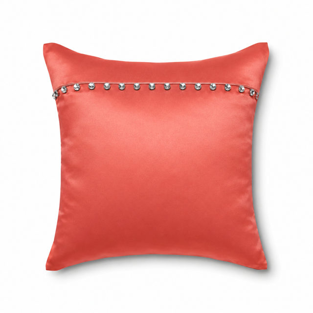 Ann Gish Poppy 16x16 Charmeuse Pillow With Crystal Buttons