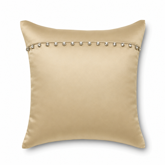 Ann Gish Pumice 16x16 Charmeuse Pillow With Crystal Buttons