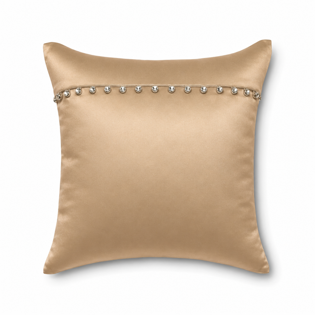 Ann Gish Sand 16x16 Charmeuse Pillow With Crystal Buttons