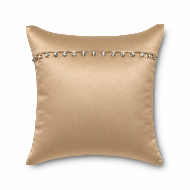 Ann Gish Sand 16x16 Charmeuse Pillow With Crystal Buttons
