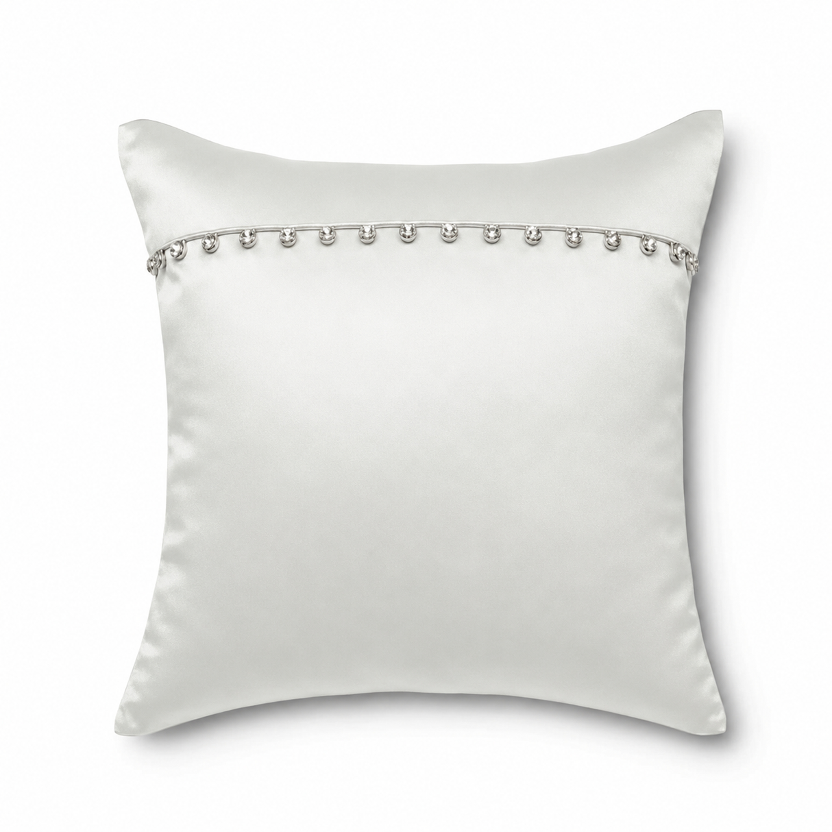 Ann Gish White 16x16 Charmeuse Pillow With Crystal Buttons