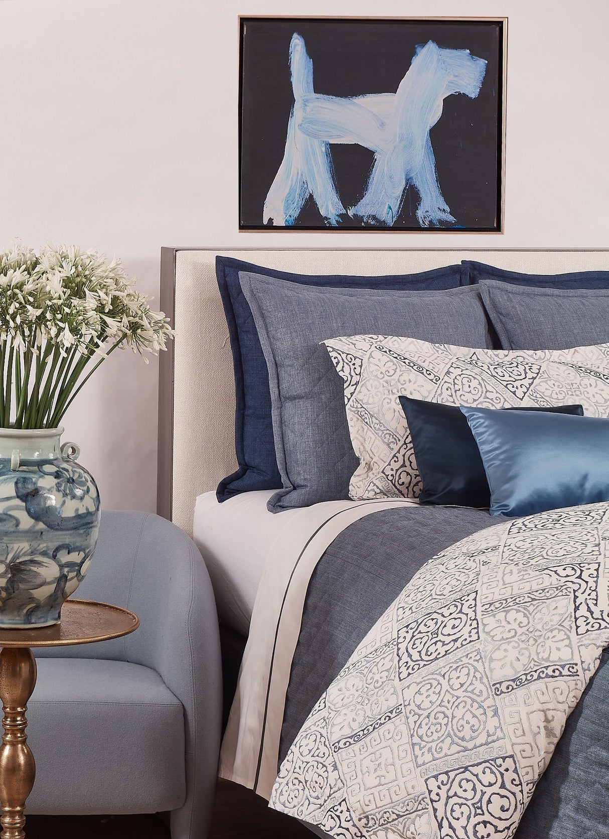 Ann Gish Navy 22x22 Duchess Pillow