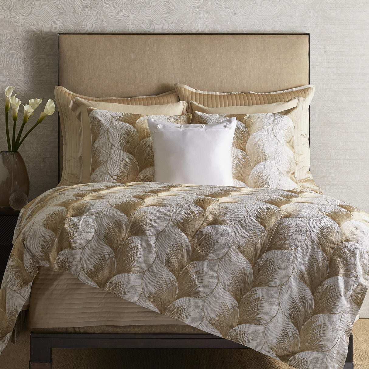 Ann Gish White / Gold 24x24 Fan Pillow