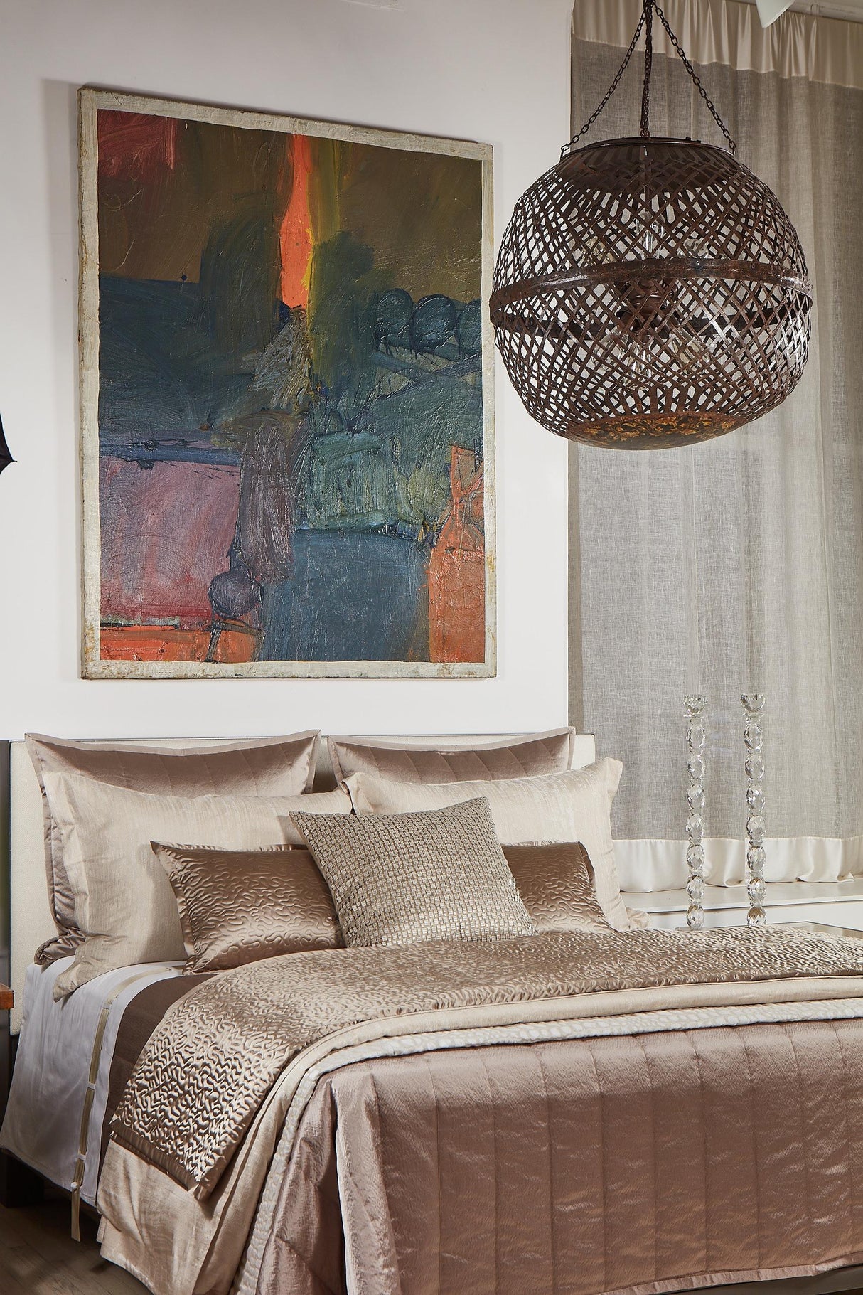 Ann Gish Taupe 36x30x2.5 Hammered Pillow