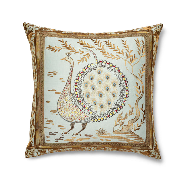 Ann Gish Aqua/Gold 24x24 Divani Peacock Pillow