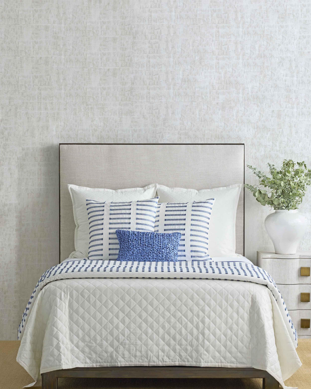 Ann Gish White/Blue 24x14 Latera Pillow