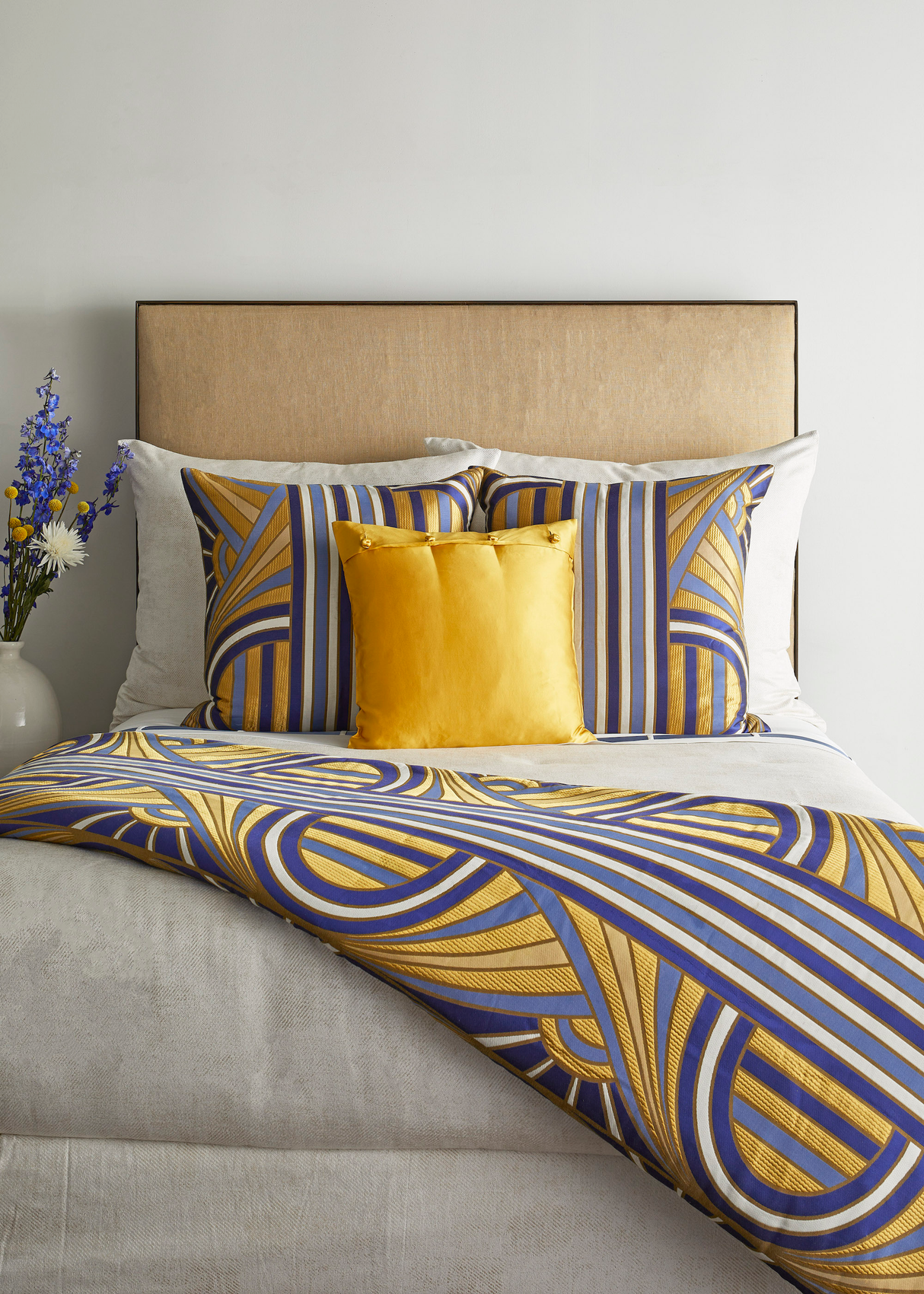 Ann Gish Blues Euro Lever Du Soleil Pillow