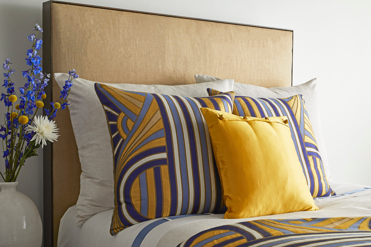 Ann Gish Blues Euro Lever Du Soleil Pillow