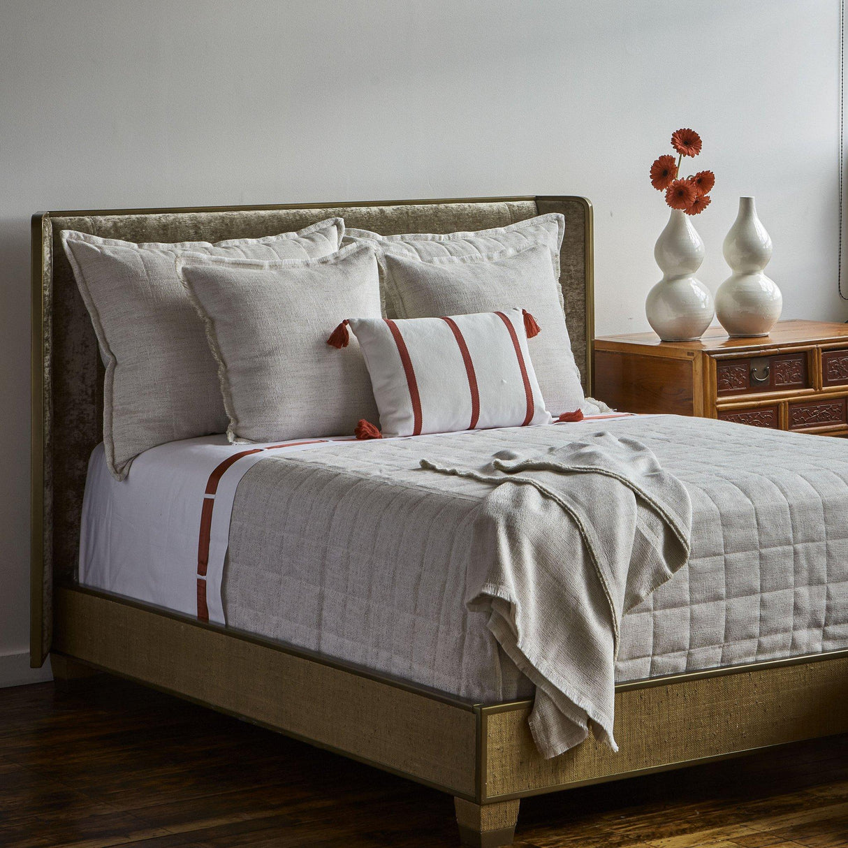 Ann Gish Natural 36x30x2.5 Macau Quilted Pillow