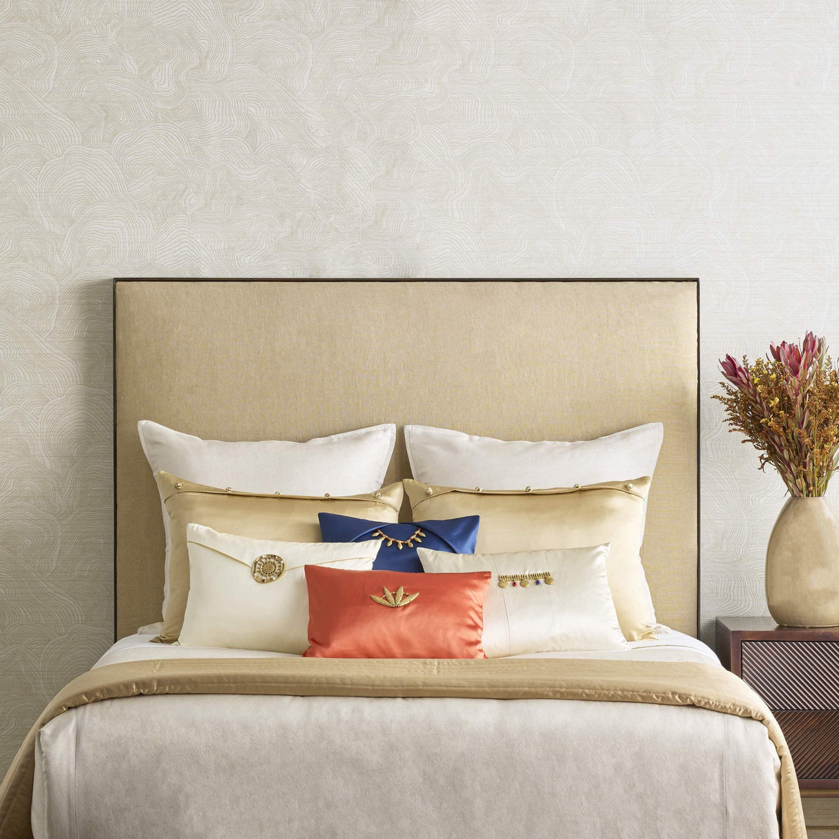Ann Gish Ivory 20x14 Embellished Middle Kingdom Pillow