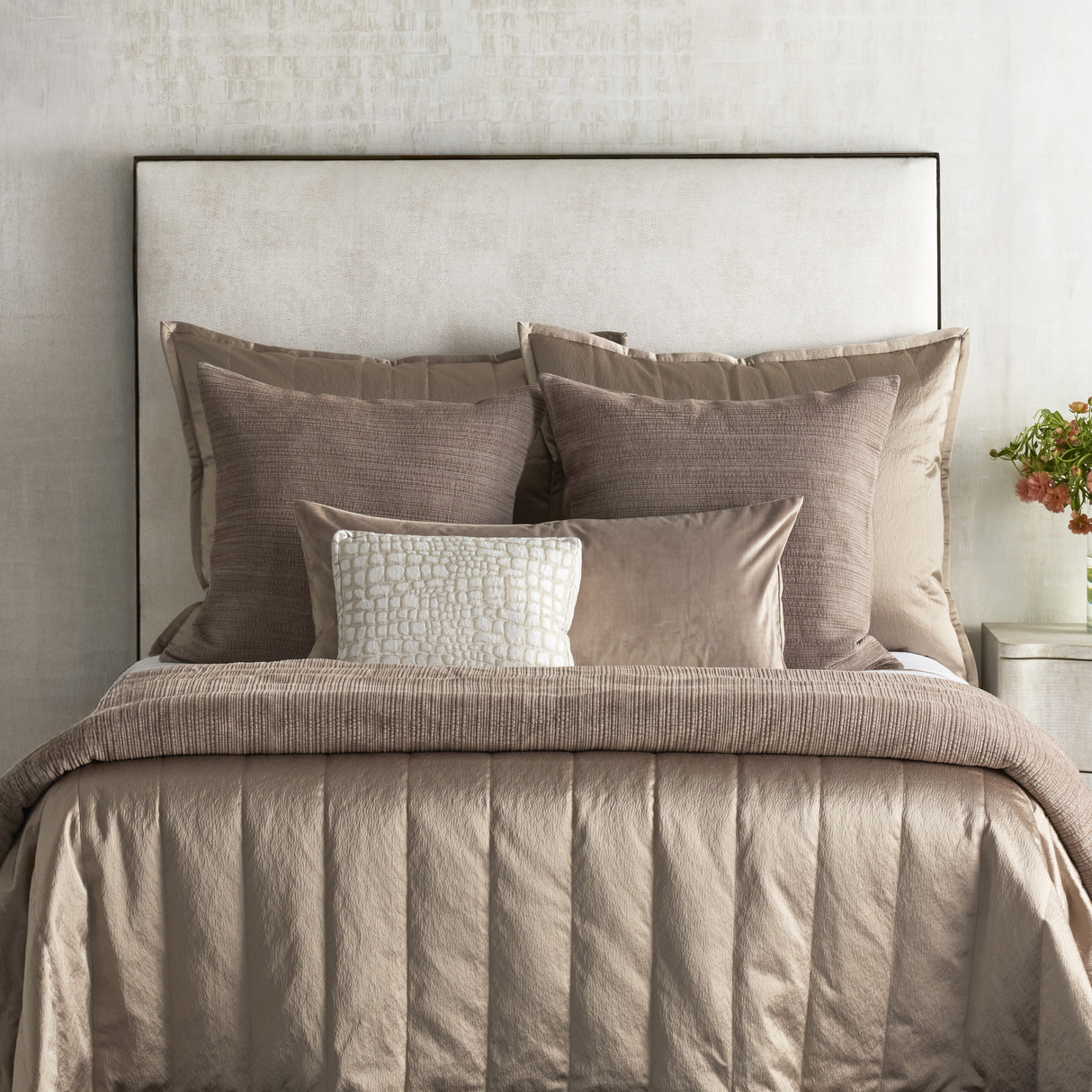 Ann Gish Taupe 36x16 Modern Velvet Pillow