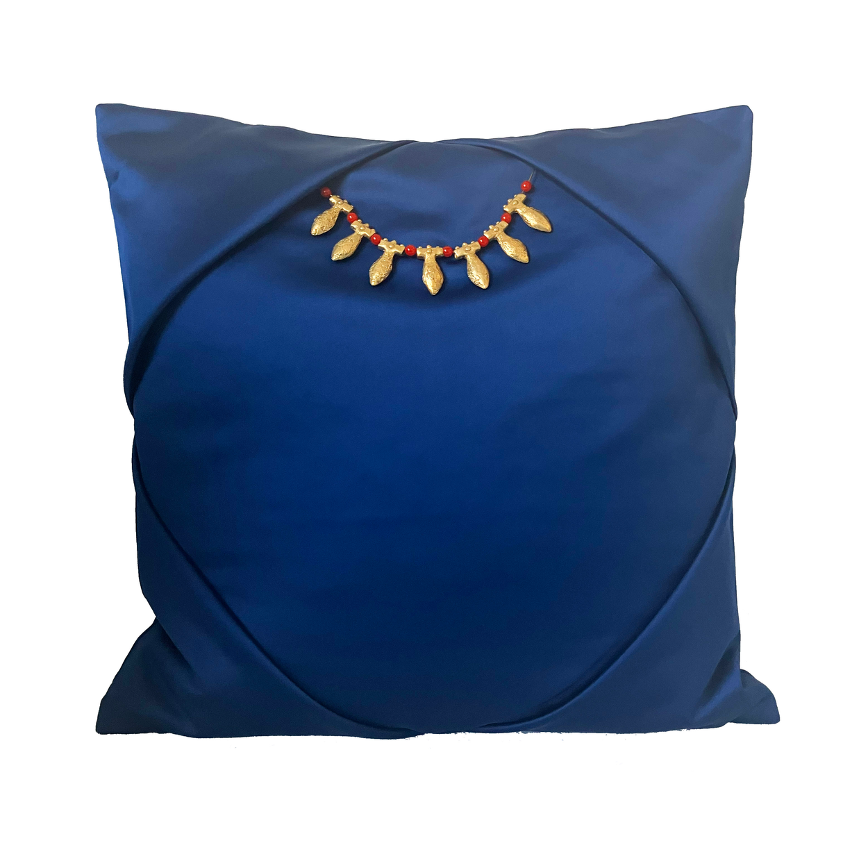 Ann Gish Navy 16x16 Embellished New Kingdom Pillow