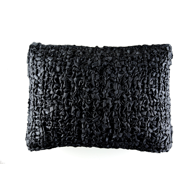 Ann Gish Black 20x14 Ribbon Knit Pillow