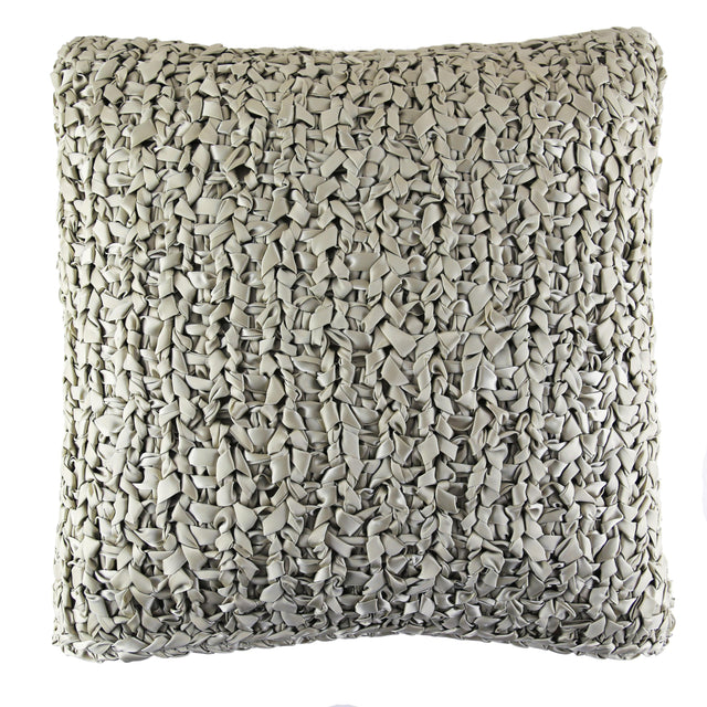 Ann Gish Pale Khaki 20x20 Ribbon Knit Pillow