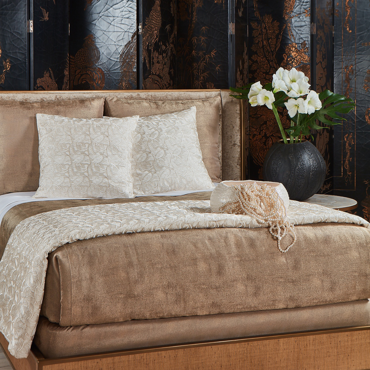 Ann Gish Soft Gold 24x24 La Sirene Pillow