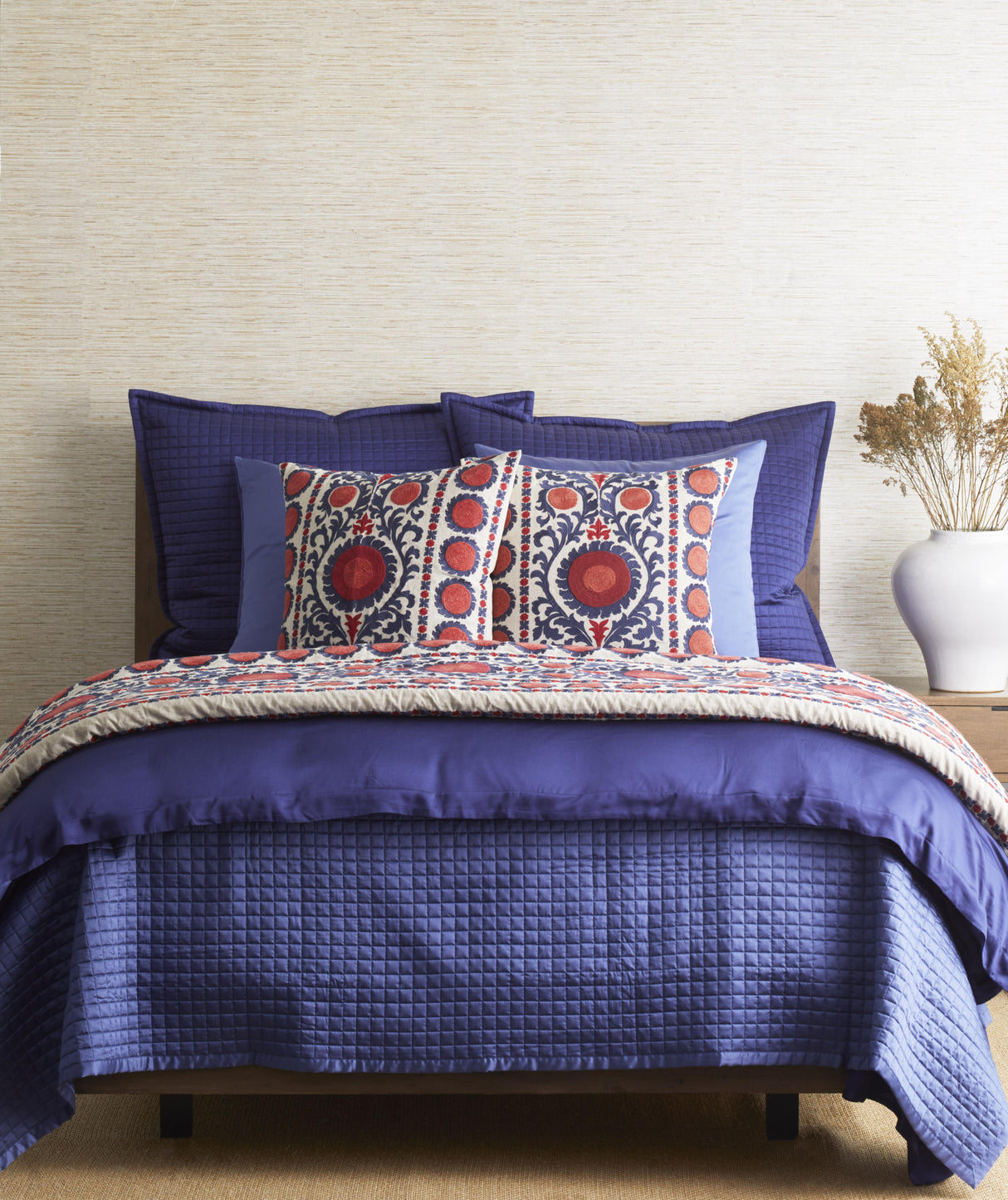 Ann Gish Indigo 24x24 Suzani Pillow