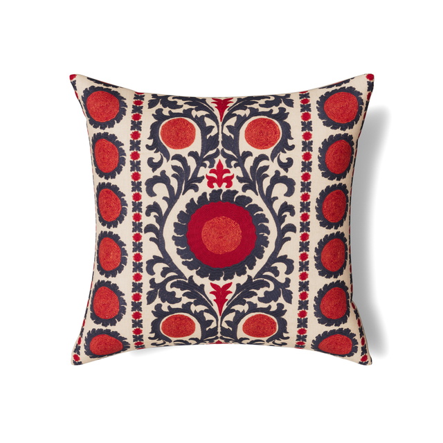 Ann Gish Indigo 24x24 Suzani Pillow