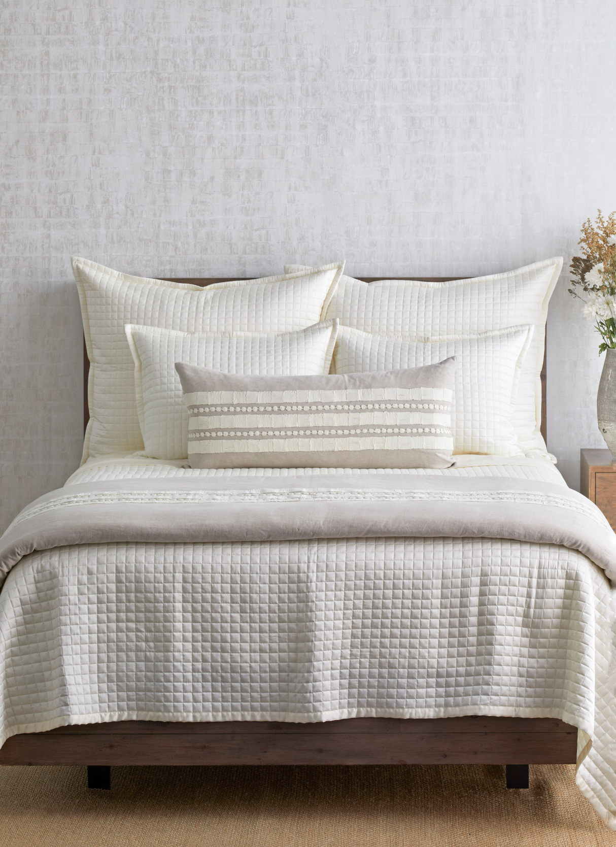 Ann Gish Ivory 36x30x2.5 Ready-to-Bed 2.0 Quilted Pillow