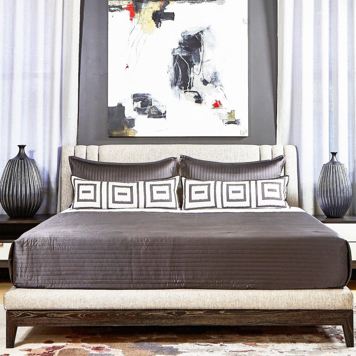 Ann Gish Charcoal/Pumice 36x13 Unmazed Pillow