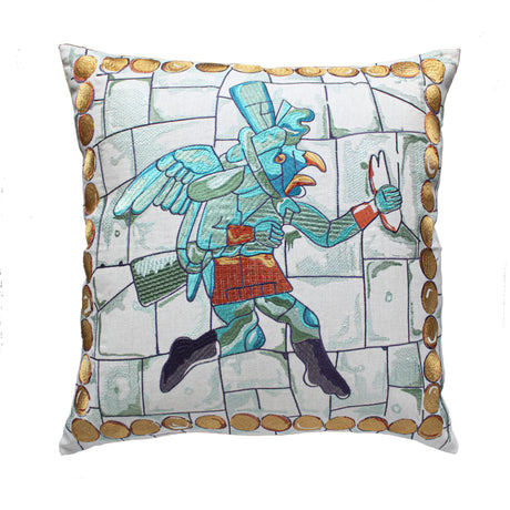 Ann Gish Turquoise 24x24 Winged Runner Pillow