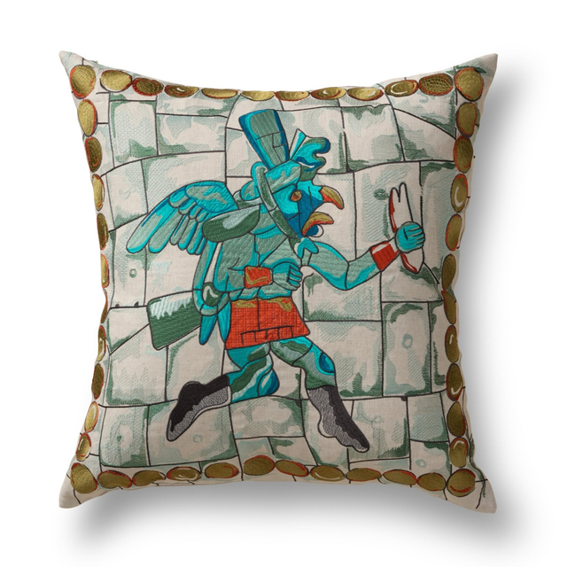 Ann Gish Turquoise 24x24 Winged Runner Pillow