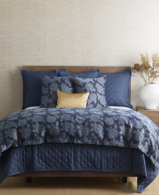 Ann Gish Blue Euro Blossom Euro Sham