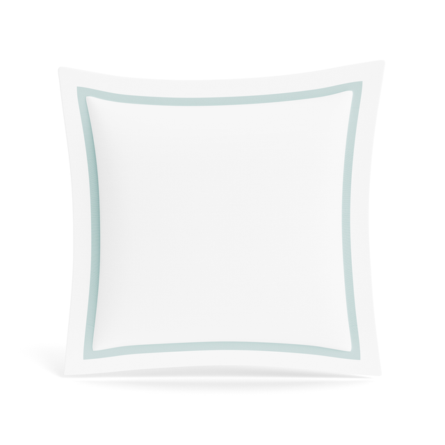 Ann Gish White/Aqua Euro Ready-to-Bed 2.0 Cotton & Trim Sham