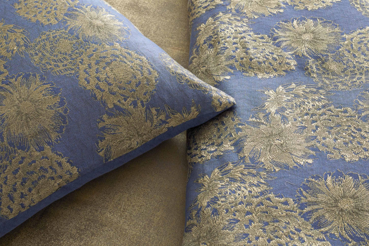 Ann Gish Blue Euro Chrysanthemum Euro Sham