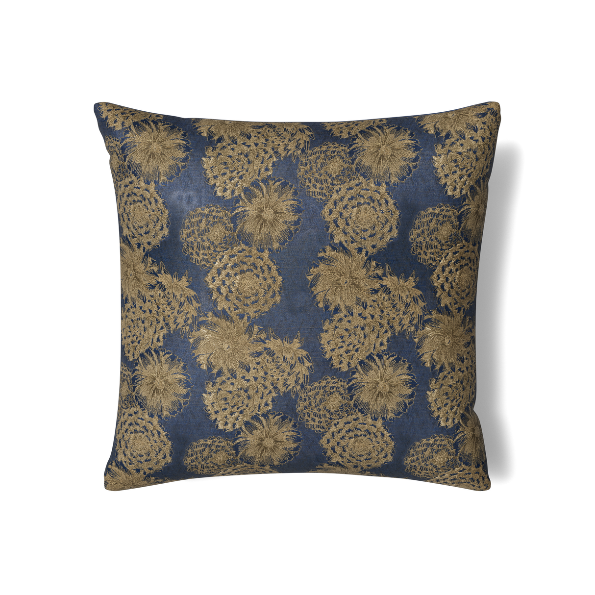 Ann Gish Blue Euro Chrysanthemum Euro Sham