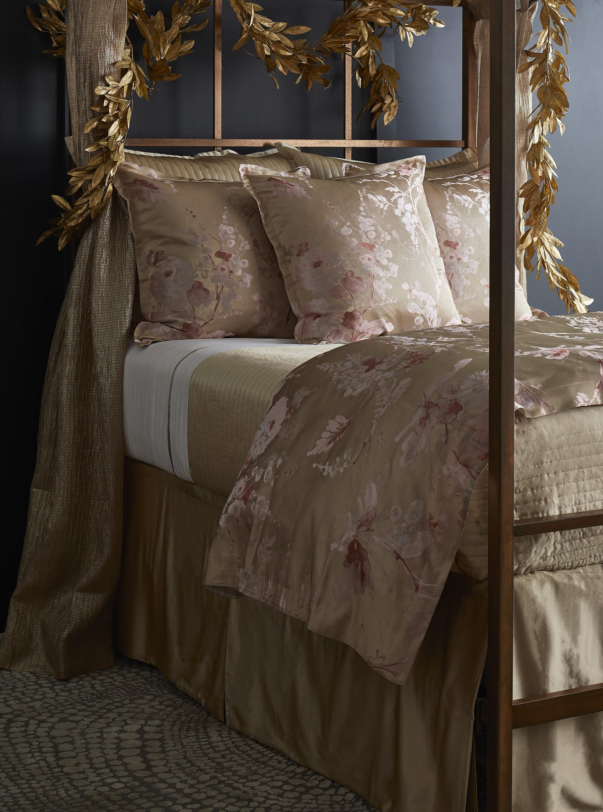 Ann Gish Pink / Gold Euro MET x AG Jardin Fleur Sham