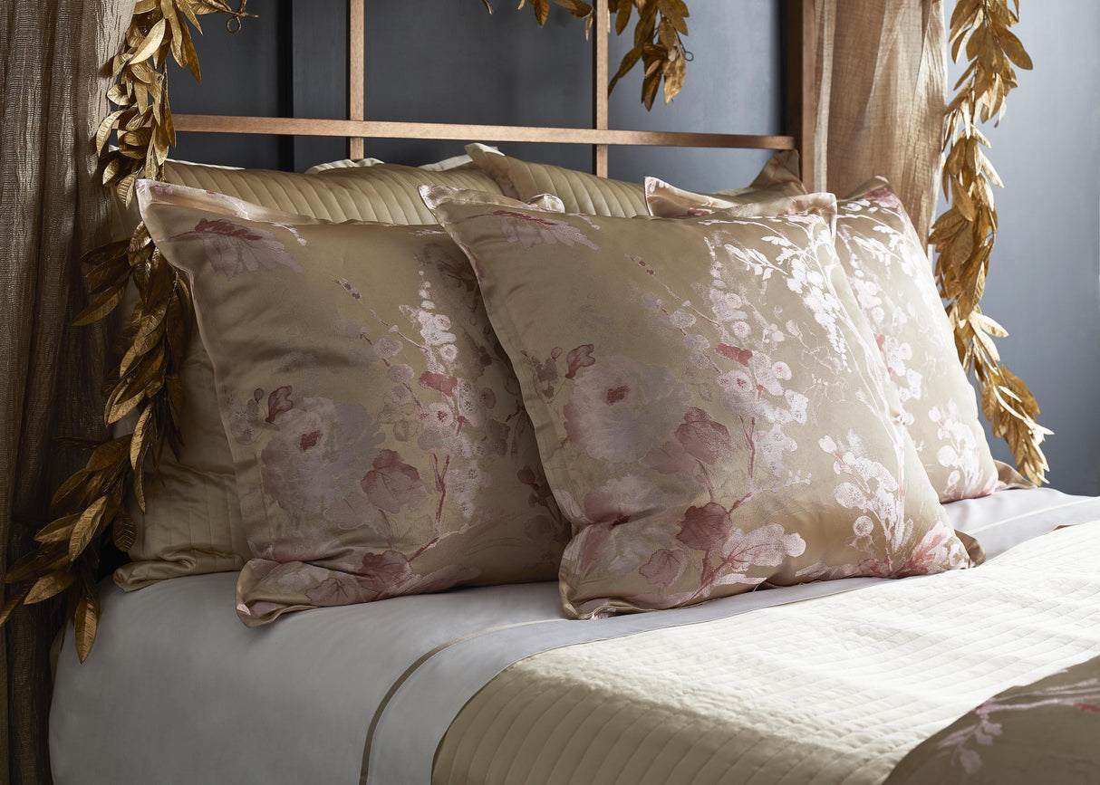 Ann Gish Pink / Gold Euro MET x AG Jardin Fleur Sham