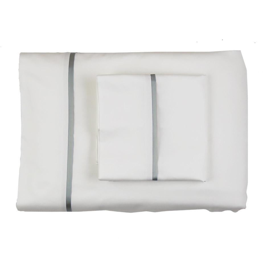 Ann Gish White Frost Queen Silk Trim Sheet Set