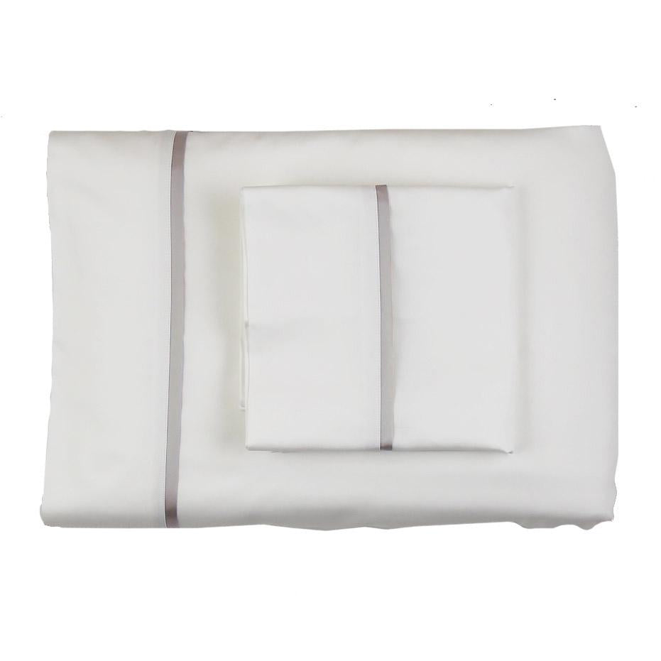 Ann Gish White Silver Queen Silk Trim Sheet Set